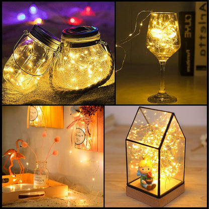24 Pack 7FT 20LED Led Fairy Lights - Warm White, Battery Operated LED Silver Wire String Lights, Mini Firefly Starry