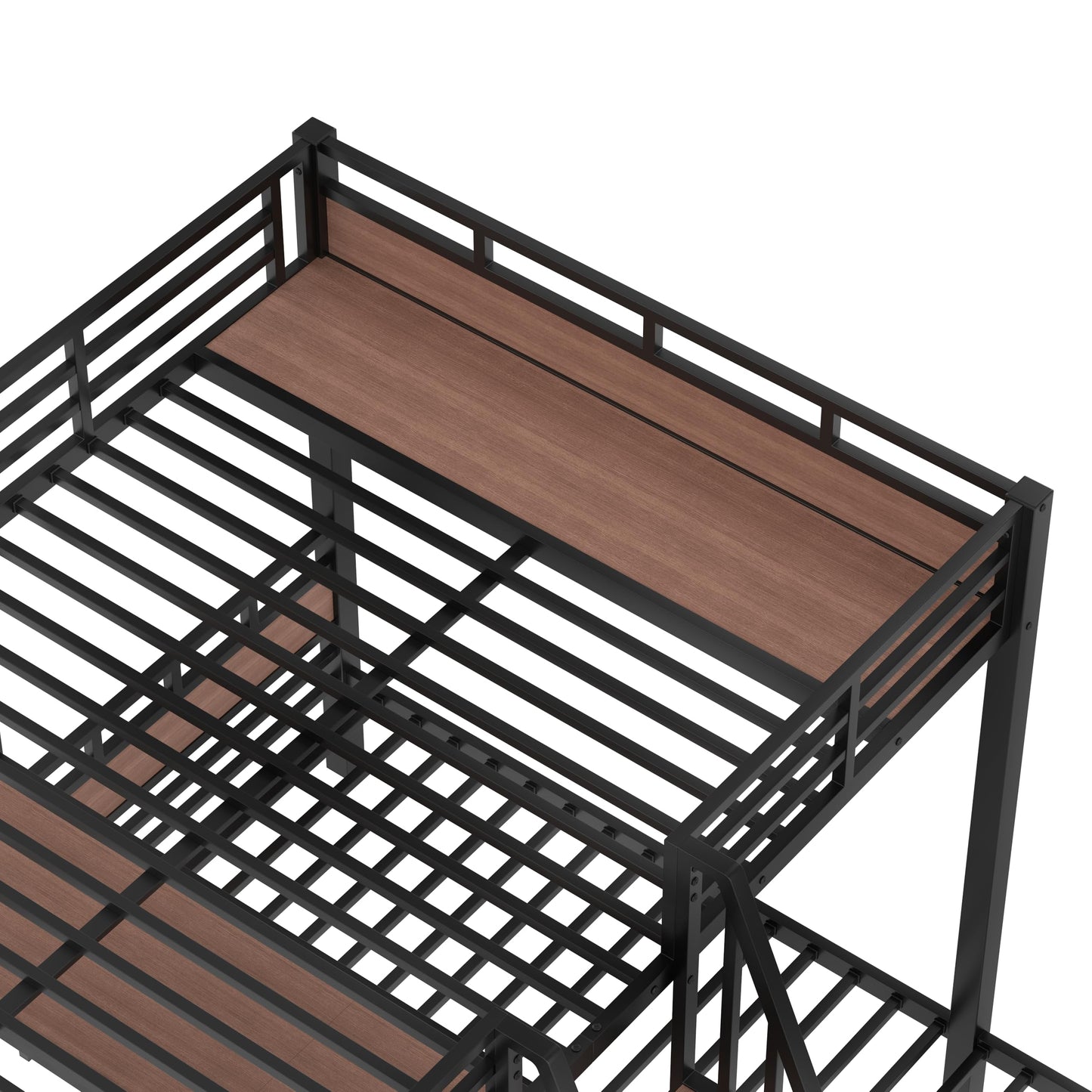 Bellemave Metal Twin Over Twin Over Twin Bunk Beds for 3 Kids, Heavy Duty Triple Bunk Bed Frame with Stairs and Storage Shelf,3 Bed Bunk Beds,Twin Size Triple Bed,Black