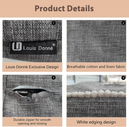 45x45 Louis Donn Unstuffed Square Pouf Ottoman Cover Footstool for Storage Washable Small Bean Bag Cotton and Linen