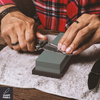 Sharp Pebble Knife Sharpening Stones Kit with 400/1000 and 3000/8000 Grit with Flattening Stone