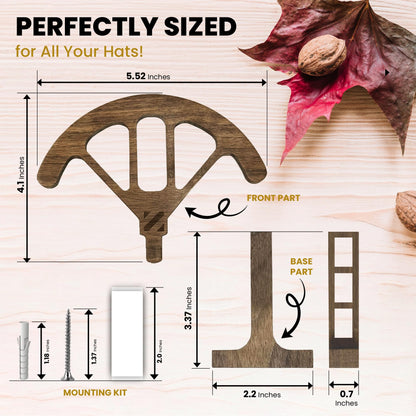 ZUHSAN Cowboy Hat Rack for Wall Walnut Hat Hooks Cowboy Hat Holder Wooden Decor Rustic Hat Hanger for Storage Closet Bedroom Living Room Rust Western and Unique Gifts ASIN (2)