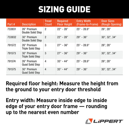 Lippert-733932 Solid Step Double Step for RV and Travel Trailer Entry Doorway , Black, 30-inch