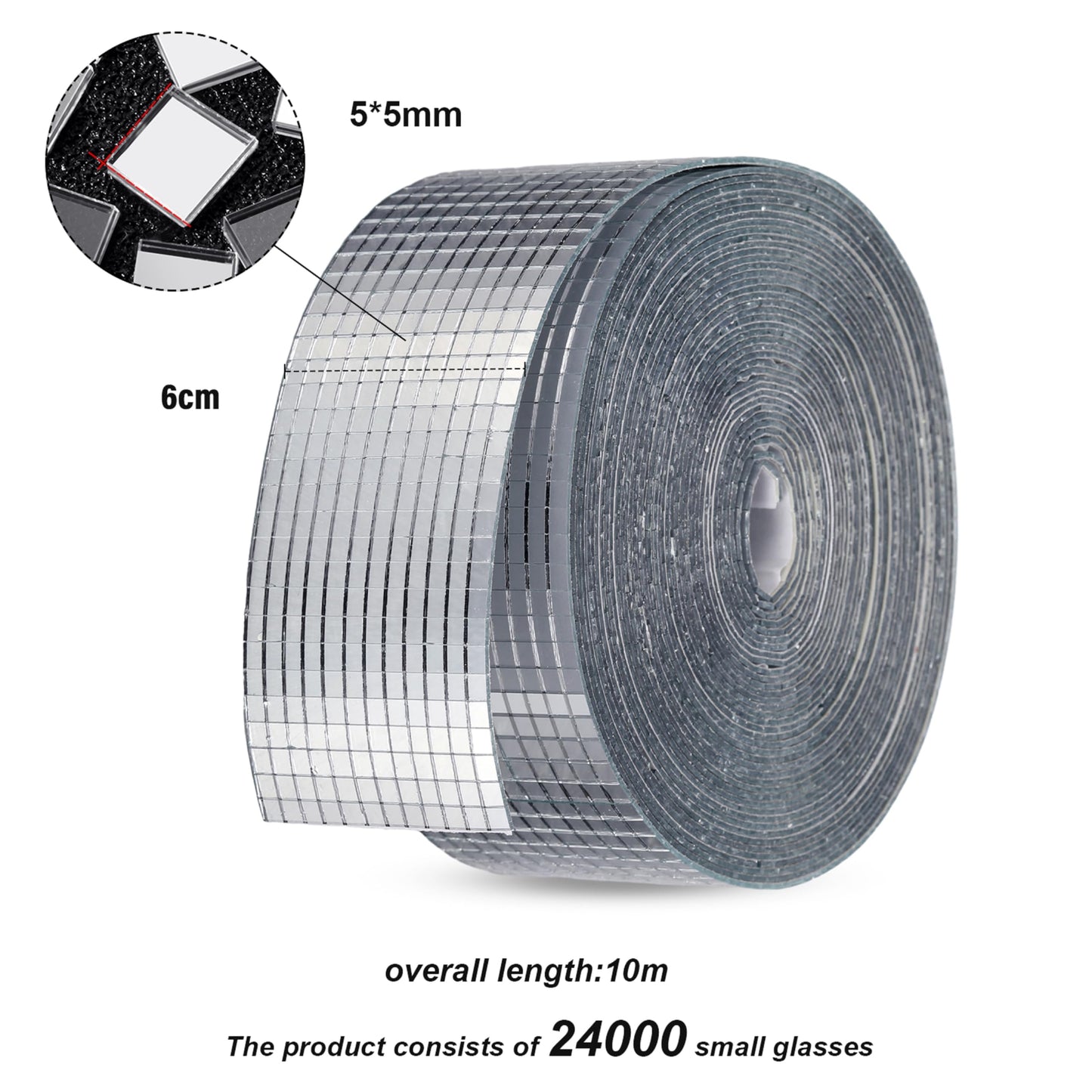 SATINIOR Mini Disco Ball Mirror Tiles Mini Square Glass Tiles 5 x 5 mm Self Adhesive Mirror Stickers, Decorative Craft DIY Accessory Mirrors Mosaic Tiles (24000 Pcs)