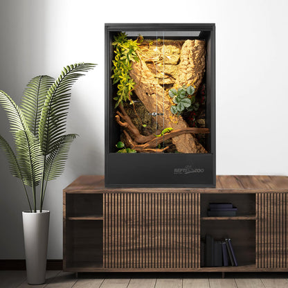 REPTI ZOO 67 Gallon PVC Tall Reptile Tank, 24 x18x36 inch Large Reptile Terrarium for Gecko Lizard Chameleon Frog Snake, Enclosure Habitat with Sliding Door & Top Screen Ventilation