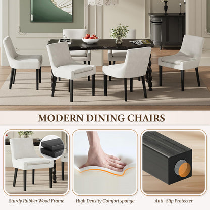 COLAMY Upholstered Dining Chairs Set of 4 with Mid Back and Wood Legs, Modern Accent Side Chairs for Living Room/Dining Room-Beige