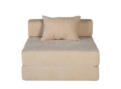 KEIKI Convertible Floor Sofa Bed with Fixed-Shape Frame, Single Seater Boneless Modular Sectional Sofa, No Assembly Required, Compressed Sleeper Couch for Living Room Bedroom, Lounge, Beige