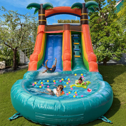 Water Slide Commercial, 21FT Big Water Slide for Kids and Adults with Powerful 950W Blower&Water Tube,100% Commercial Grade PVC Inflatable Adult Water Slides with Splash Pool (Green, 21x12x9FT)