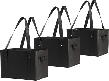Set (Set 3) Earthwise Deluxe Collapsible Reusable Shopping Box Grocery Bag with Reinforced Bottom Storage Boxes Bins