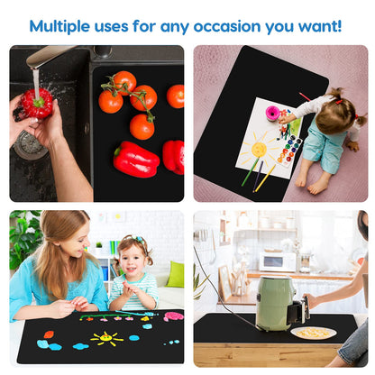 AECHY Extra Large Silicone Mat 35.3"x23.5"x0.08", Multipurpose Silicone Mat Thick Heat Resistant Mat Shipped Rolled Up Kitchen Counter Mat Waterproof Nonslip Silicone Mats for Kitchen Counter Black