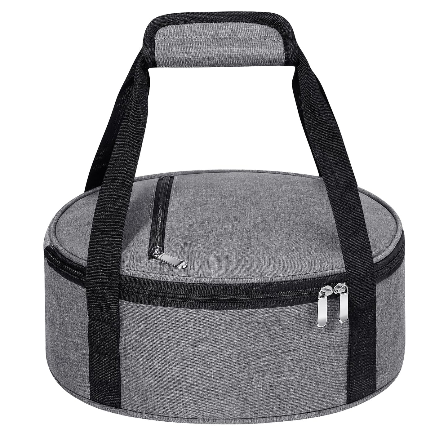 MIAOJIE Round Insulated Casserole Carrier, Pie Carrier Bag, Portable Casserole Carrier for Hot or Cold Food Lunch Tote, Lunch Bag for Parties Picnic, Fits 12.5" Baking Dish, Grey