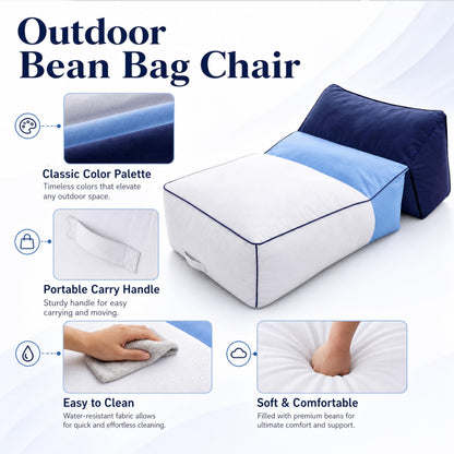 Outdoor Bean Bag Chair,2-in-1 Waterproof Bean Bag Lounge Chair,Outdoor Bean Bag Lounger for Adults, Patio Pool Backyard (Navy Blue)