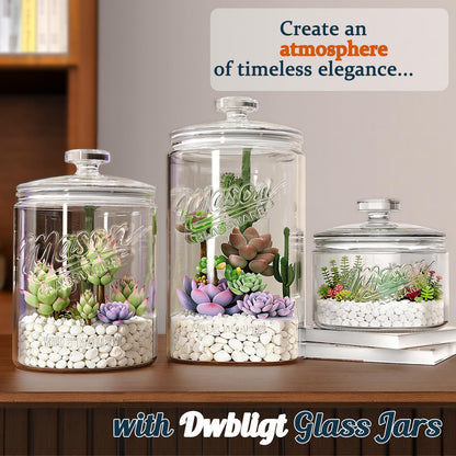 Dwbligt [NEW] Cookie Jars with Lids Airtight, 1.5 Gallon Large Glass Jar with Lid & Scale Mark, Heavy Duty Glass Canisters for Kitchen Counter, Pantry, Wide Mouth Mason Jar for Sugar, Dog Treat-2 PCS