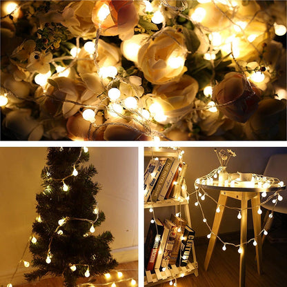 Generic 16ft/5m 50 Bulb Plug in LED String Lights, LED Warm White Globe Fairy Lights