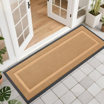 OLANLY Waterproof Front Door Mat - All-Season Natural Rubber Doormat, Easy Clean, 47x17, Butter Yellow