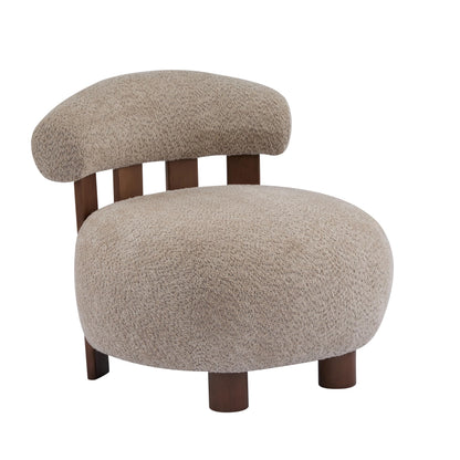Christopher Knight Home Elvina Boucle Fabric Accent Chair, Solid Wood Single Lounge Sofa, Bedroom Comfy Reading Chair, for Modern Minimalist Style Living Room/Home Office, Light Brown