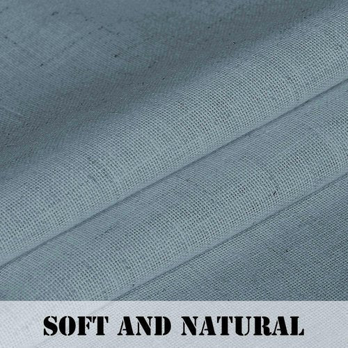 H.VERSAILTEX Stone Blue Linen Curtains 84 Inch Length for Living Room 2 Panels Set Rod Pocket Light Filtering Semi Sheer Curtains for Bedroom Country Farmhouse Drapes 52x84 Long