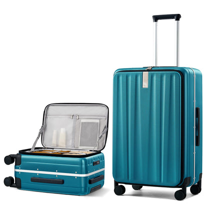Hanke 26 Inch Large Luggage Hard Shell Top Opening Aluminum Frame Hardside Suitcase with Spinner Wheels, Checked Luggage for Men & Women Travel, Caribbean Blue