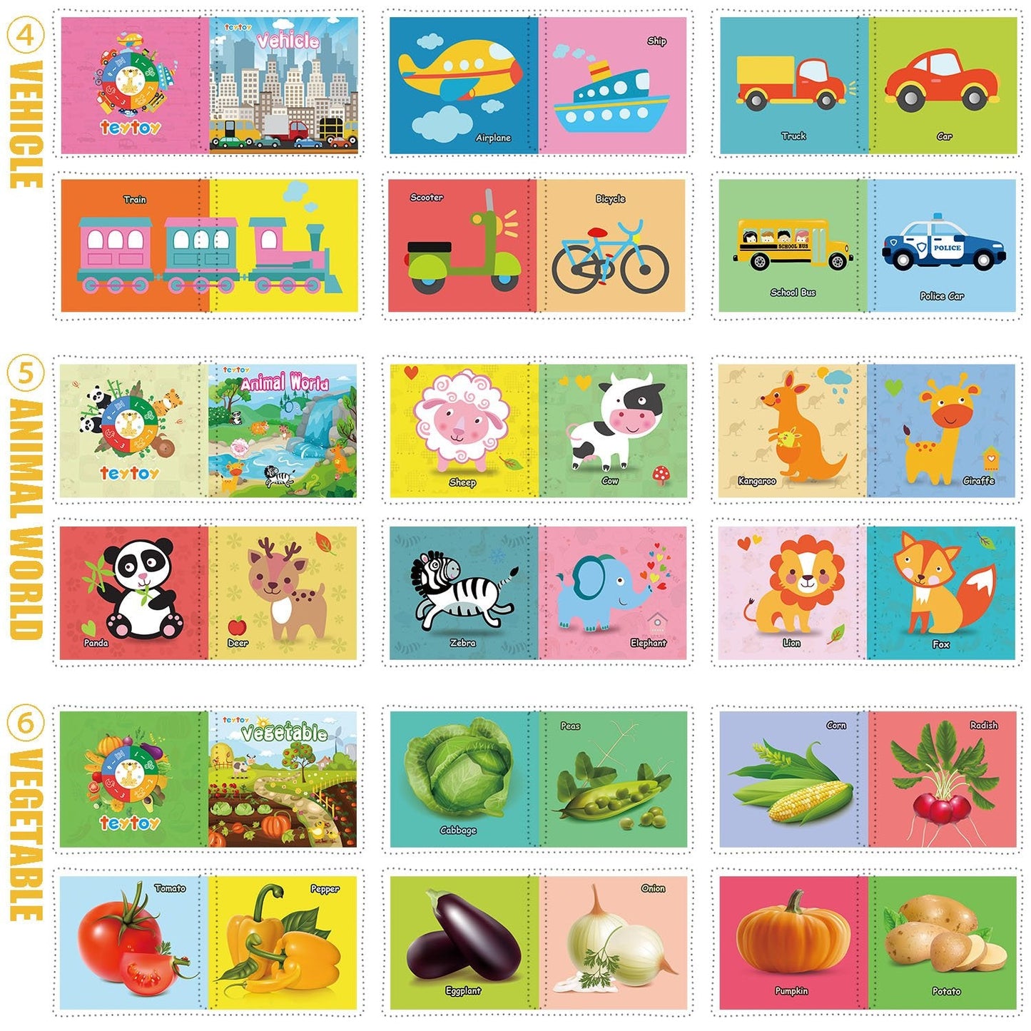 My First Soft Book,teytoy Nontoxic Fabric Baby Cloth Activity Crinkle Soft Books for Infants Boys and Girls Early Educational Toys (Pack of 12)