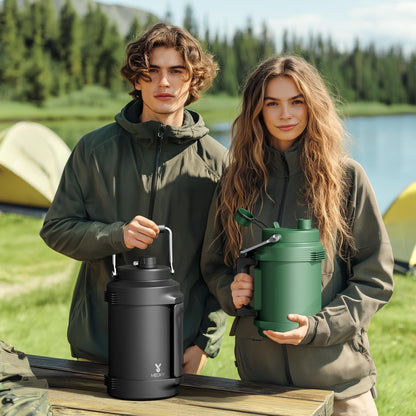 1 Gallon Insulated Water Bottle for Sports: Meoky 128 oz Triple Wall Vacuum Stainless Steel Water Jug - Top and Side Handles, Cold for 48 Hrs, 2-in-1 Straw and Spout Lid, Leak Proof for Hiking (Night)