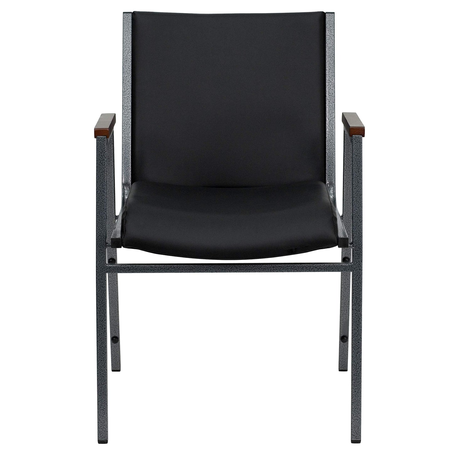 Flash Furniture 4 Pack HERCULES Series Heavy Duty Black Vinyl Stack Chair with Arms