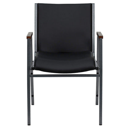 Flash Furniture 4 Pack HERCULES Series Heavy Duty Black Vinyl Stack Chair with Arms