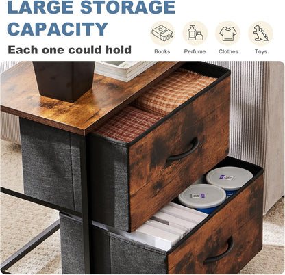 2 20 inch Closet, DUMOS Nightstand Small Dresser with Fabric Drawers Side Bedroom End Table Kids Bedside Storage