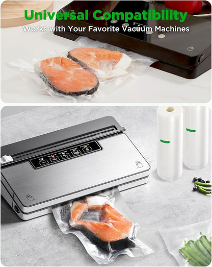Skiennix Vacuum Sealer Bags - Heavy Duty BPA Free Food Storage | 6 Rolls, 28CM x 6M