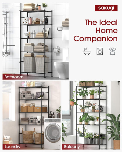 Storage Shelves - 5 Tier Shelf Organizer, Heavy Duty Garage Shelving Unit with Leveling Feet, Stable Metal Shelves Organizer for Pantry, Kitchen and Closet, 33.0" W x 12.6" D x 72.0" H, Black