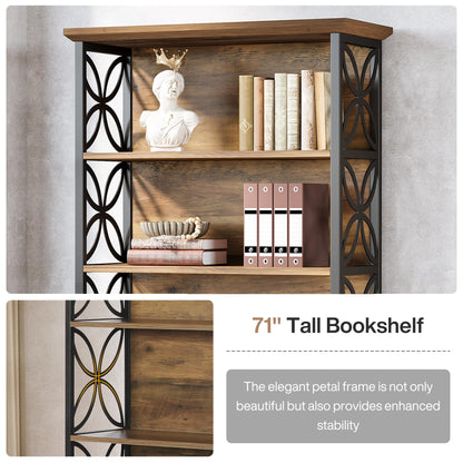 Tribesigns 6-Tier Tall Bookshelf Set of 2, 71" Industrial Bookcase with Metal Frame, Freestanding Open Storage Shelves for Home Office, Living Room, Bedroom
