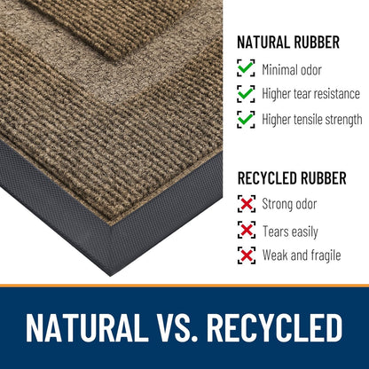 OLANLY Half Circle Door Mat - Waterproof All-Season Indoor/Outdoor Welcome Mat | Easy Clean, 29.5x17, Brown