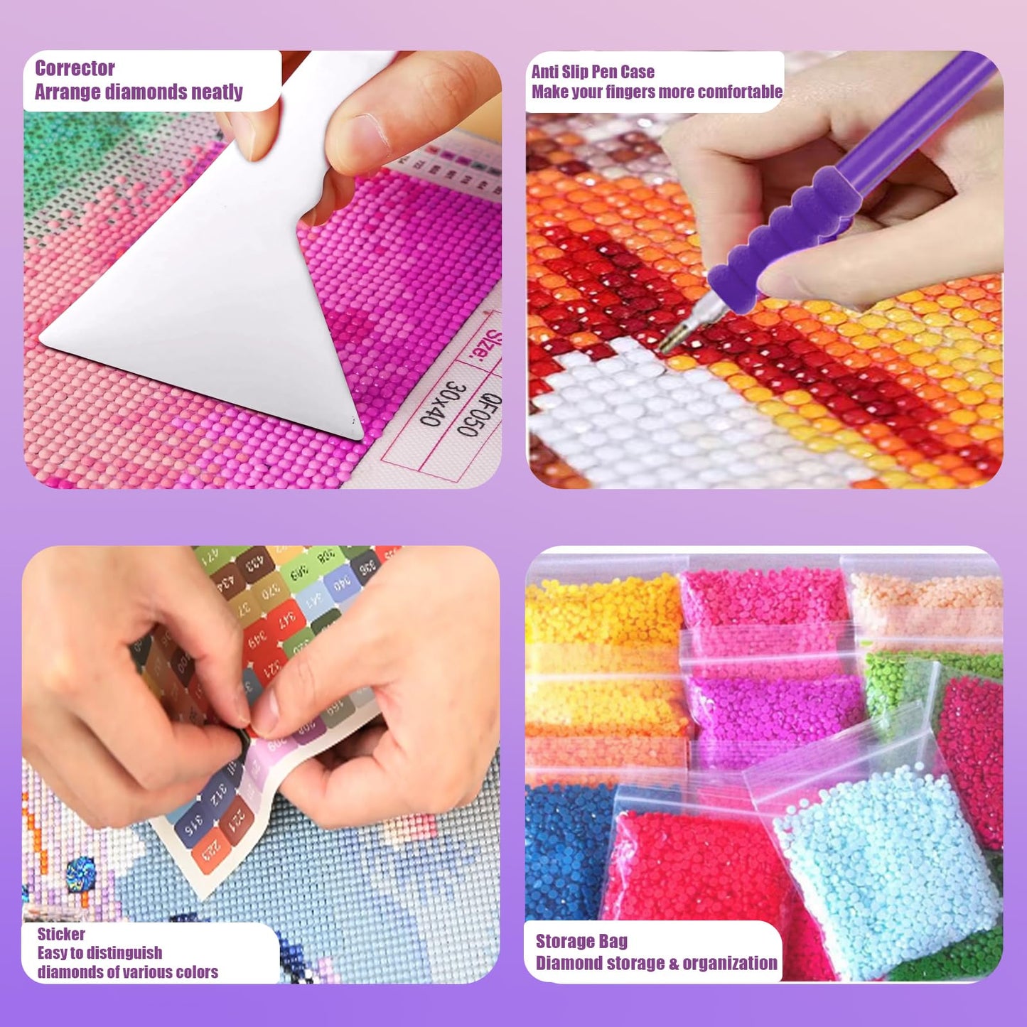 Qlonry 185 Pcs All Inclusive Diamond Painting Tool Kit Diamond Art Accessories Kit Including A4 LED Light Pad Kit,Bracket,Convex Point Design Storage Box,Painting Pen for DIY Craft