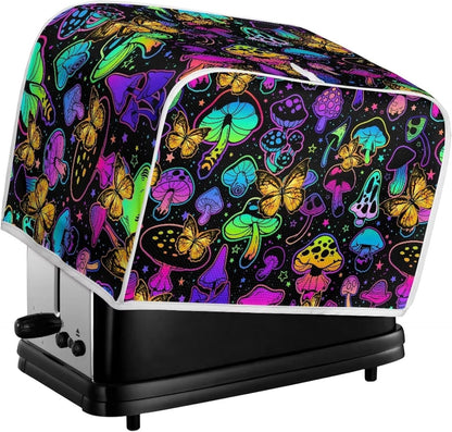 Gomyblomy Mushroom Butterfly Toaster Cover, Polyester Fabric Dustproof Cover for Kitchen, Washable Microwave Oven