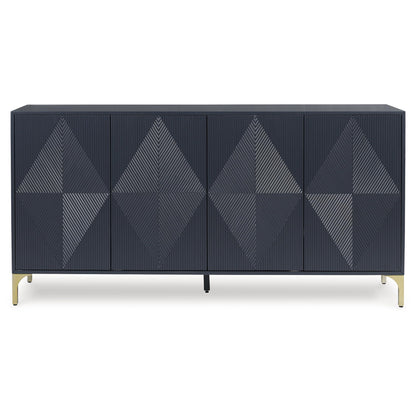 Signature Design by Ashley Loirwick Contemporary Accent Cabinet with Shelf and Geometric Pattern, Blue