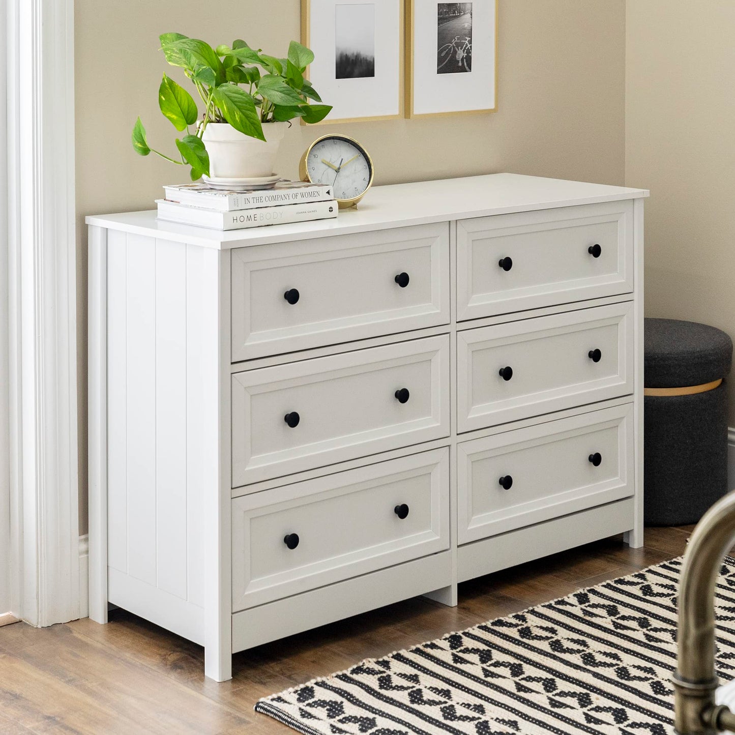 Walker Edison Tahnee 6-Drawer Solid Wood Dresser, 47 Inch, White