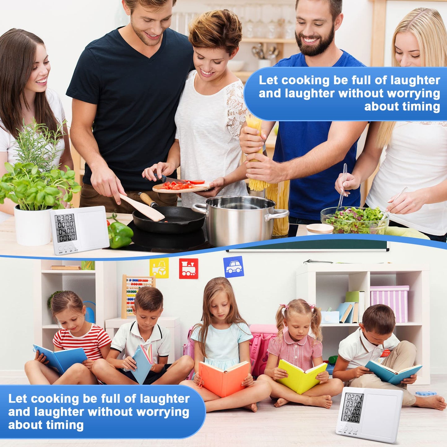 Fabbay 2 Pcs Digital Kitchen Timer Four Event Kitchen Timer with Whiteboard Function Smart for Cooking Learning Task Project