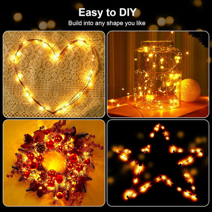 1 Pack 16.4ft 50 Ariceleo Battery Operated String Lights with Timer, Warm White with Synchronized Twinkle Mode, Fairy