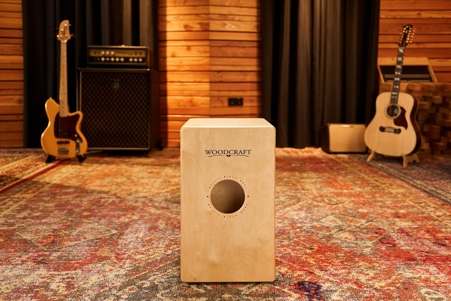 Pickup String Cajon Box Drum with Electronics for Amp or PA System and Snare Effect — NOT MADE IN CHINA — Play with Your Hands, Baltic Birch, 2-YEAR WARRANTY