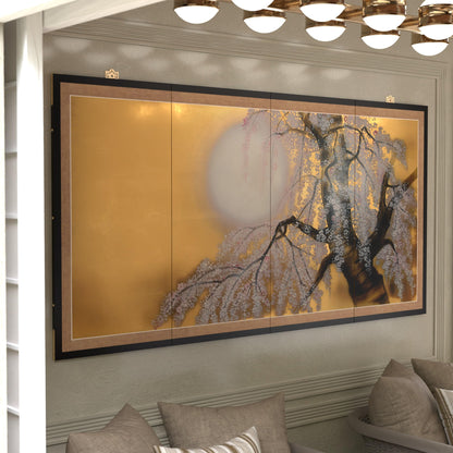 Red Lantern 36" x 72" Gold Leaf Sakura Blossom
