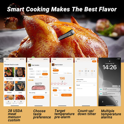 Wireless Meat Thermometer with 4 Probes, INKBIRD WiFi Meat Thermometer Digital Wireless for Rotisserie Grill Oven,Unlimited Range Dishwasher Waterproof Bluetooth Thermometer for iOS & Android
