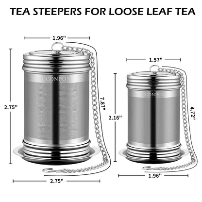 ECONPON 2 Pack Reusable Tea Steeper Extra Fine Mesh Tea Infuser Stainless Steel Tea Strainer for Loose Leaf Tea