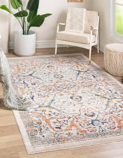 Unique Loom Lola Collection Area Rug - Vivacious (10' x 12' 4" Rectangle, Ivory/Blue)