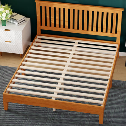 FDW Wood Platform Bed Frame Sturdy Solid Wood Foundation with Wooden Headboard/Wood Slats Support/No Box Spring Needed/Easy Assembly/Under Bed Storage (Queen)