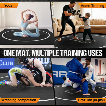GianToucan Wrestling Mat for Home, 10’x 10’x 1.25” Grappling Mat for Wrestling, MMA, BJJ, Jiu Jitsu, Judo, Gym, Roll-Up Wrestling Practice Mat for Kids & Adults，Easy to Clean Indoor/Outdoor, Black