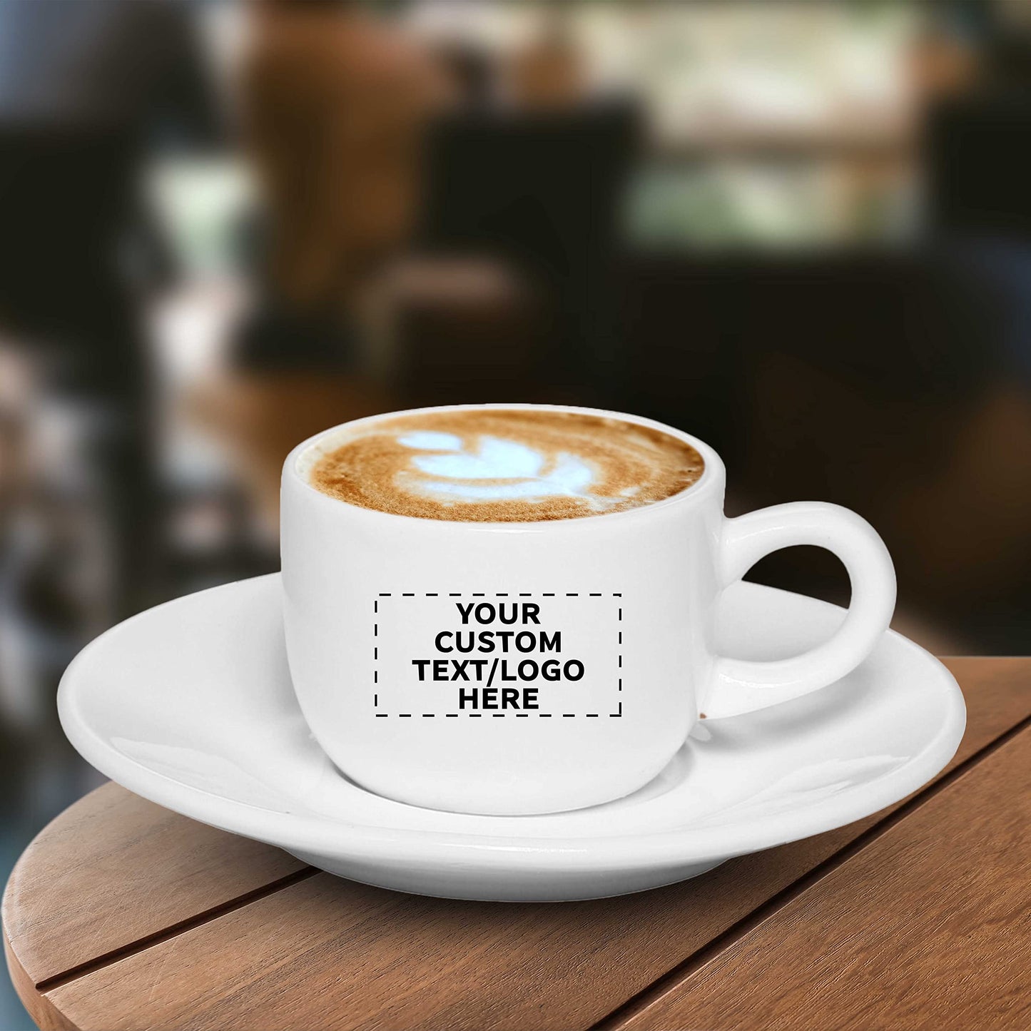 Custom Porcelain Espresso Cups with Saucer 2.5 oz. Set of 50, Personalized Bulk Pack - Perfect for Coffee, Tea, Espresso, Hot Cocoa, Other Beverages - White