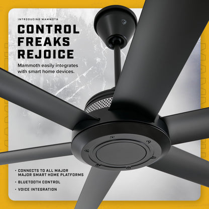 Big Ass Fans Mammoth 84" Outdoor Ceiling Fan w LED Light – Silver Finish – Smart Wi-Fi Fan w Remote & Voice Control – Wet Rated Quiet Patio Fan – 15,683 CFM – Modern Industrial Look – 3 Yr Warranty