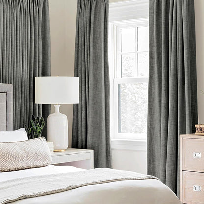 MIULEE Blackout Curtains - 100% Thermal Insulated Dark Grey Linen Texture Drapes | 52x120 Inch (2 Panels)