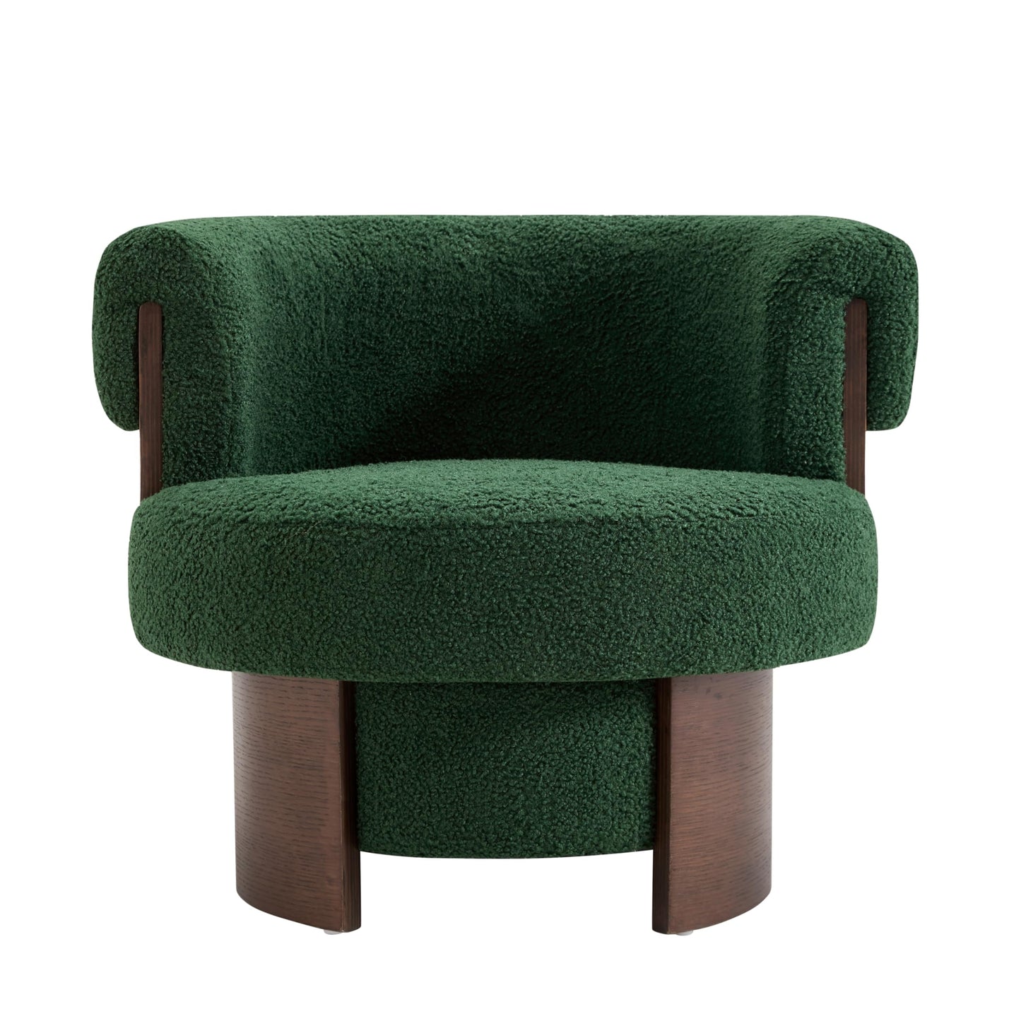 Christopher Knight Home Scrolla Boucle Upholstered 360° Swivel Accent Chair Set of 2, Teddy Fleece Living Room Swivel Barrel Chair, Modern Vanity Chair for Living Room, Bedroom, Green