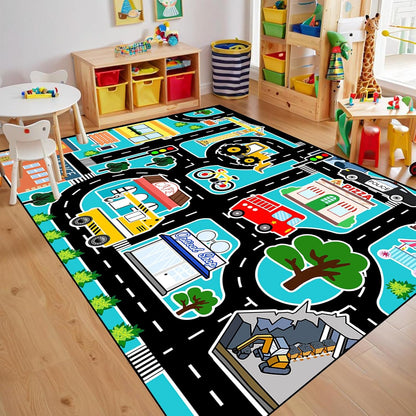 5x7 Car Rug Play Mat - Kids Play Rugs City Life Road Map Rug Feet Large Educational Traffic Track Car Mat for Kids Toy