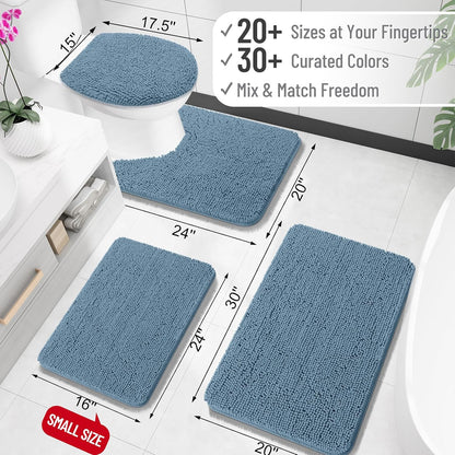 OLANLY Bath Rugs - Extra Soft Chenille, Quick Dry & Absorbent | 36x24, Airy Blue, Machine Washable