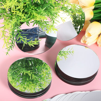 Xuniea 60 Pieces Round Glass Mirror Tiles Round Craft Mirrors Circle DIY Glass Tiles for Arts and Crafts DIY Decorations Supplies (4 x 4 Inch)